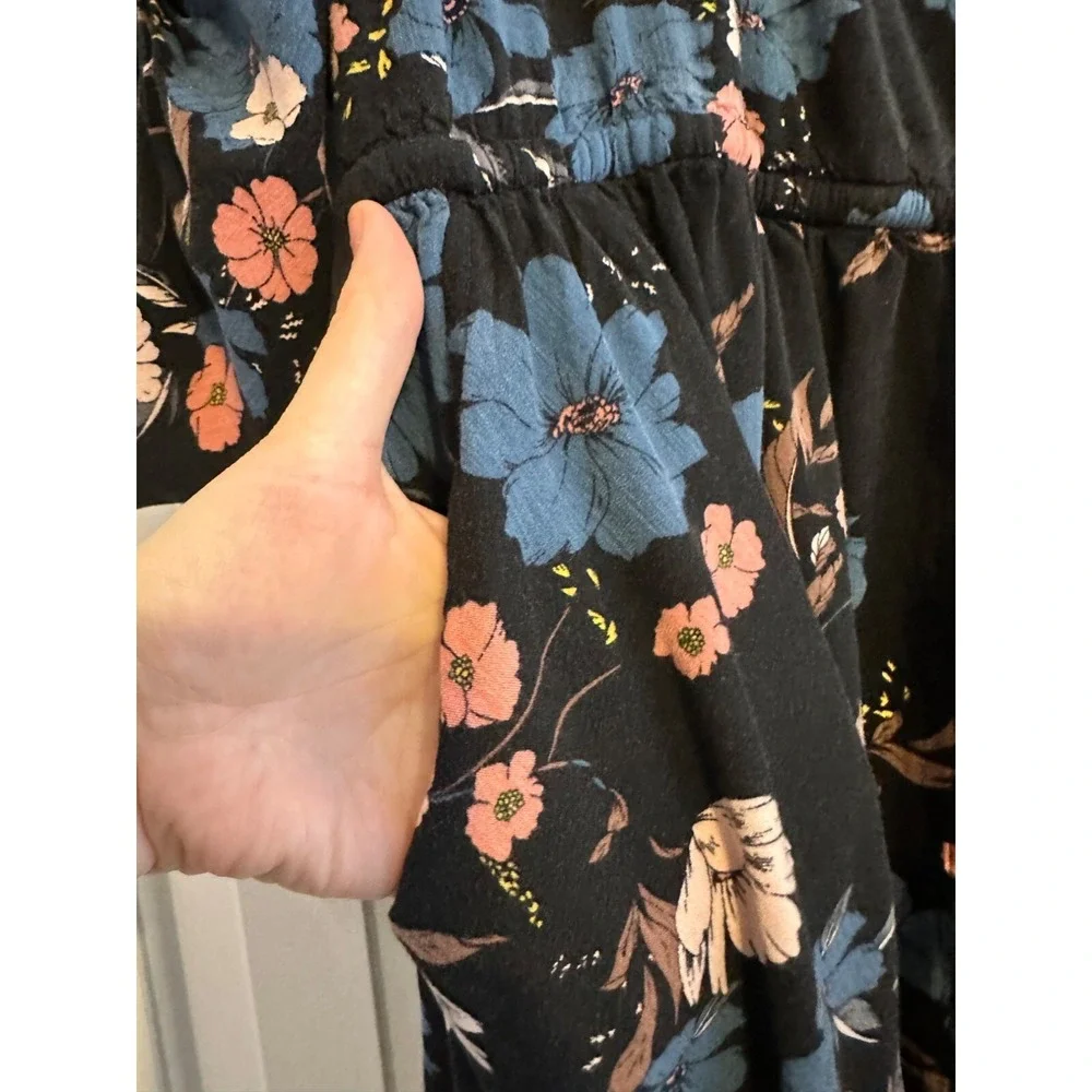 Torrid‎ Floral Button-Down Midi Dress With Rolled Sleeves & Pockets 1X